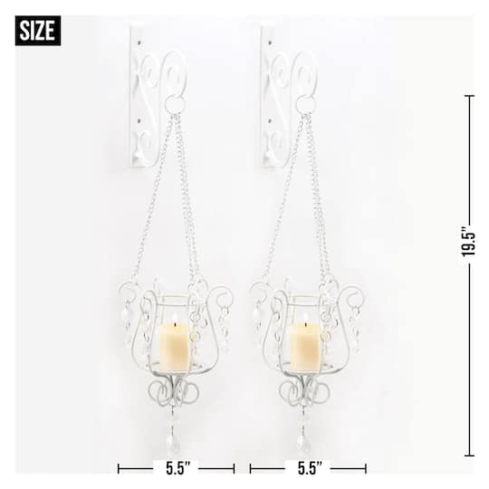 19.5" Bedazzling Pendant Candle Wall Sconce, 2ct.